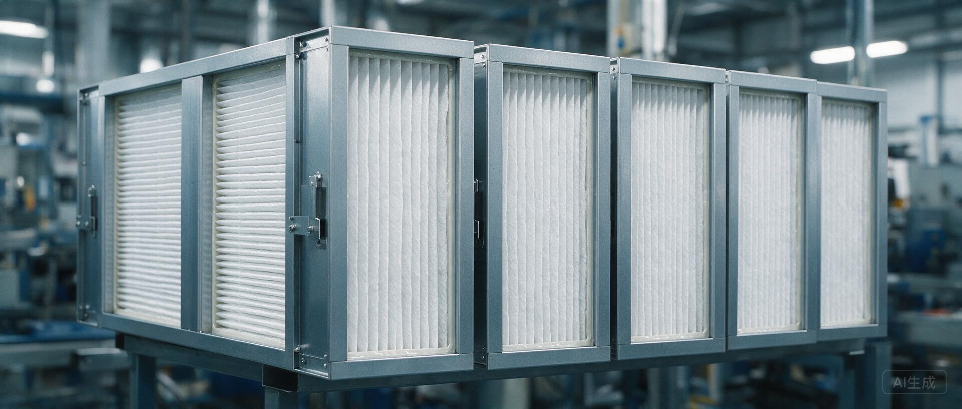 HEPA filter bank installed in an industrial workshop