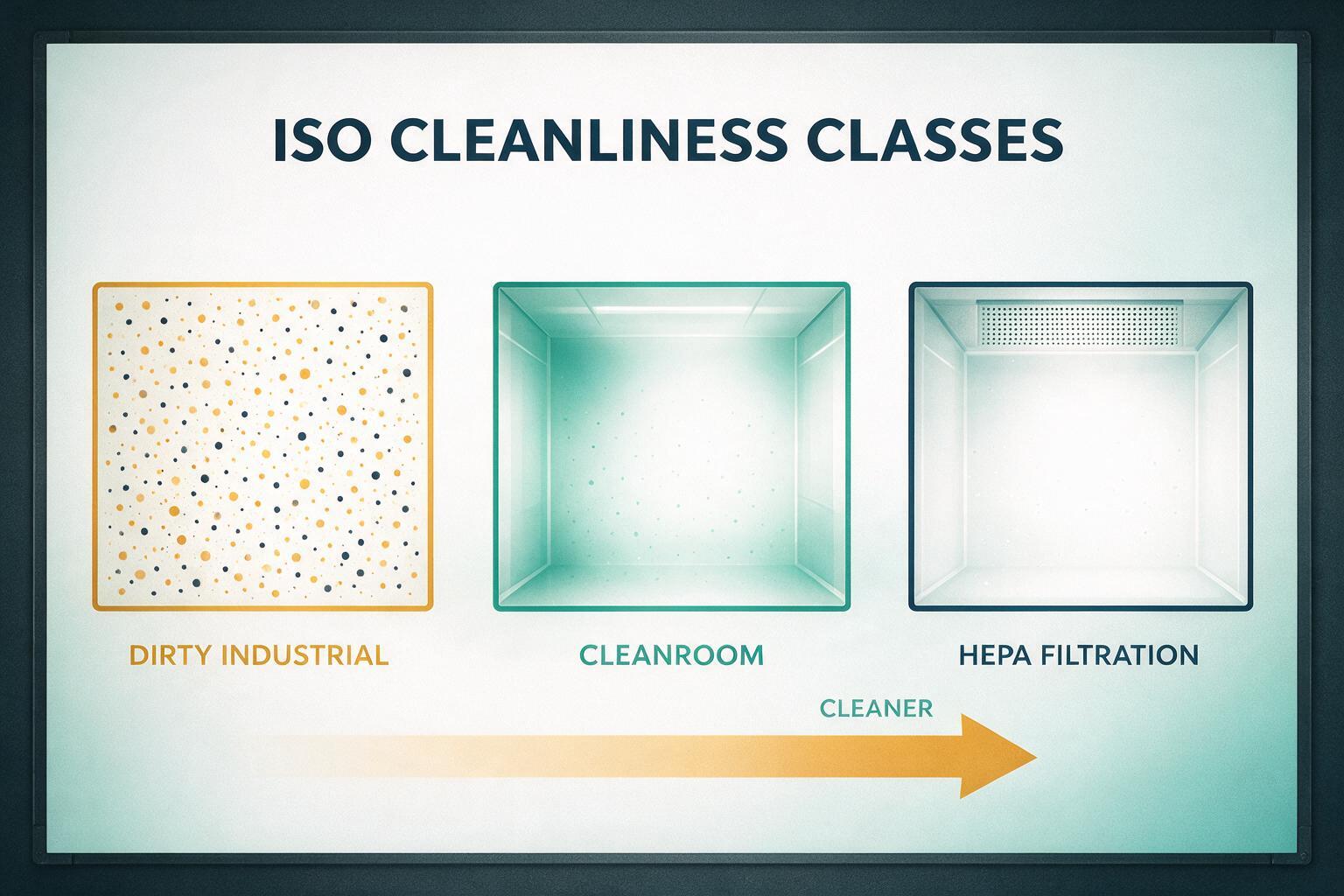 infographic: cleanroom ISO class particle concentration comparison