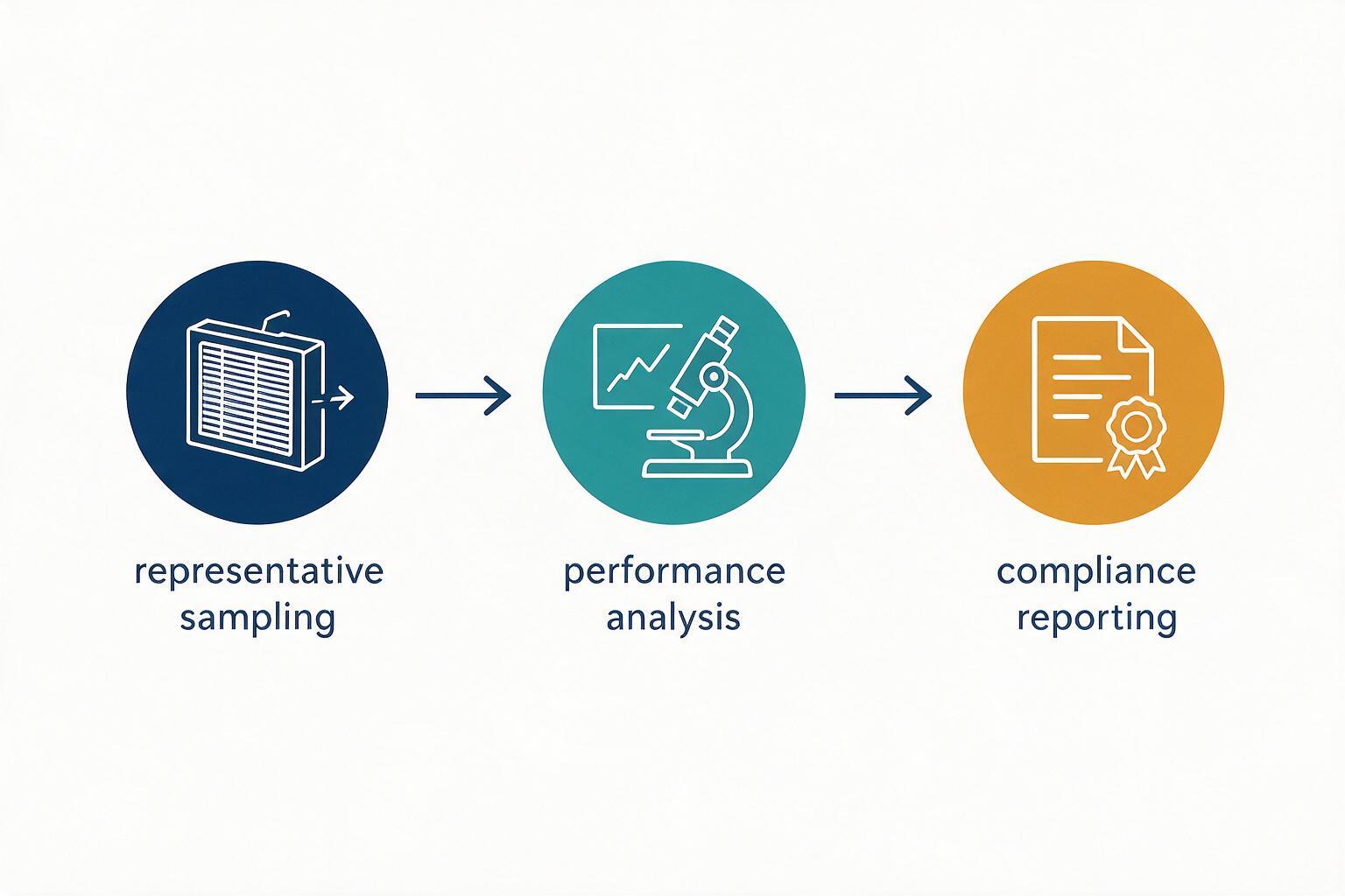 flowchart: HEPA Filter Cassette Specifications That Matter: sampling, analysis, and compliance reporting workflow