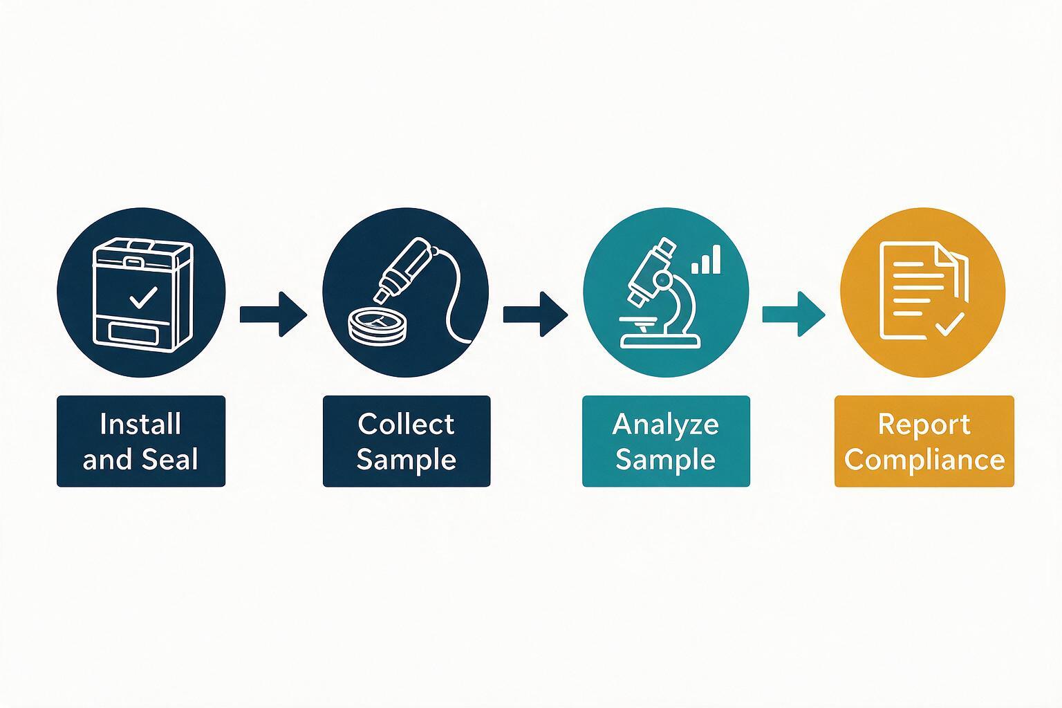 flowchart: Installation and Maintenance: Where Performance Holds or Fails: sampling, analysis, and compliance reporting workflow