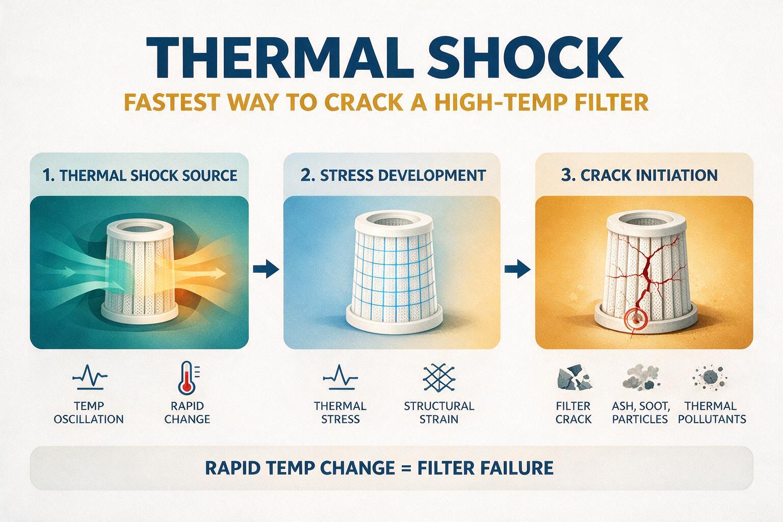 infographic: Thermal Shock: The Fastest Way to Crack a High Temperature Filter: classification, concentration ranges, and pollutant categories