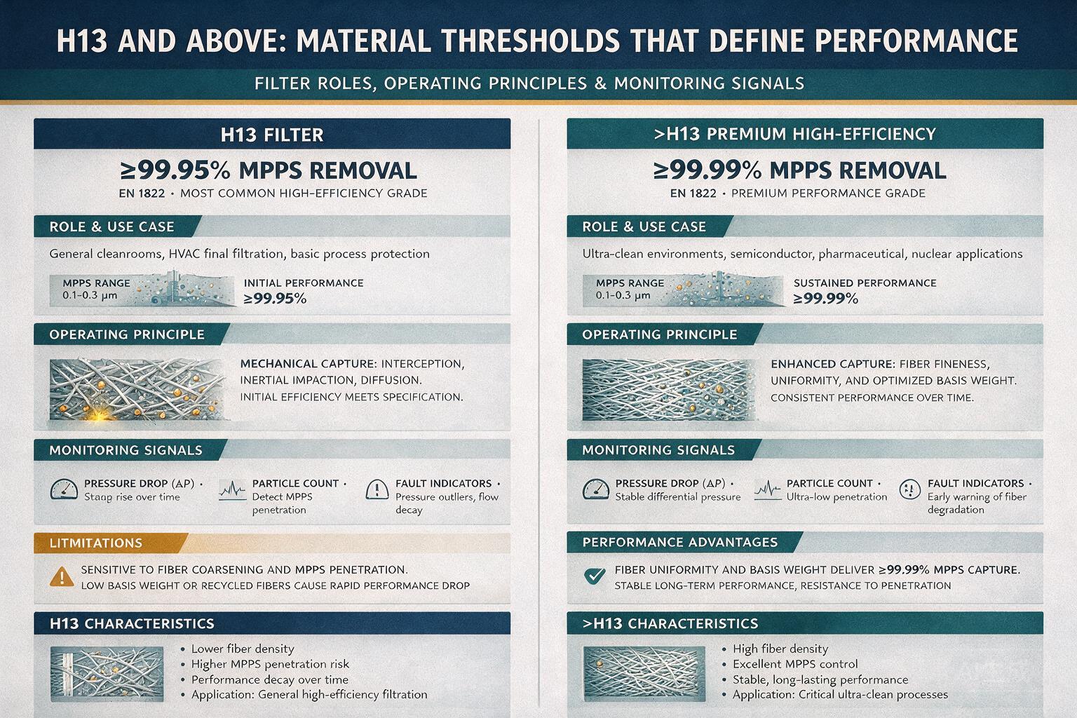 compare: H13 and Above: Material Thresholds That Define Performance: filter roles, operating principles, and monitoring signals