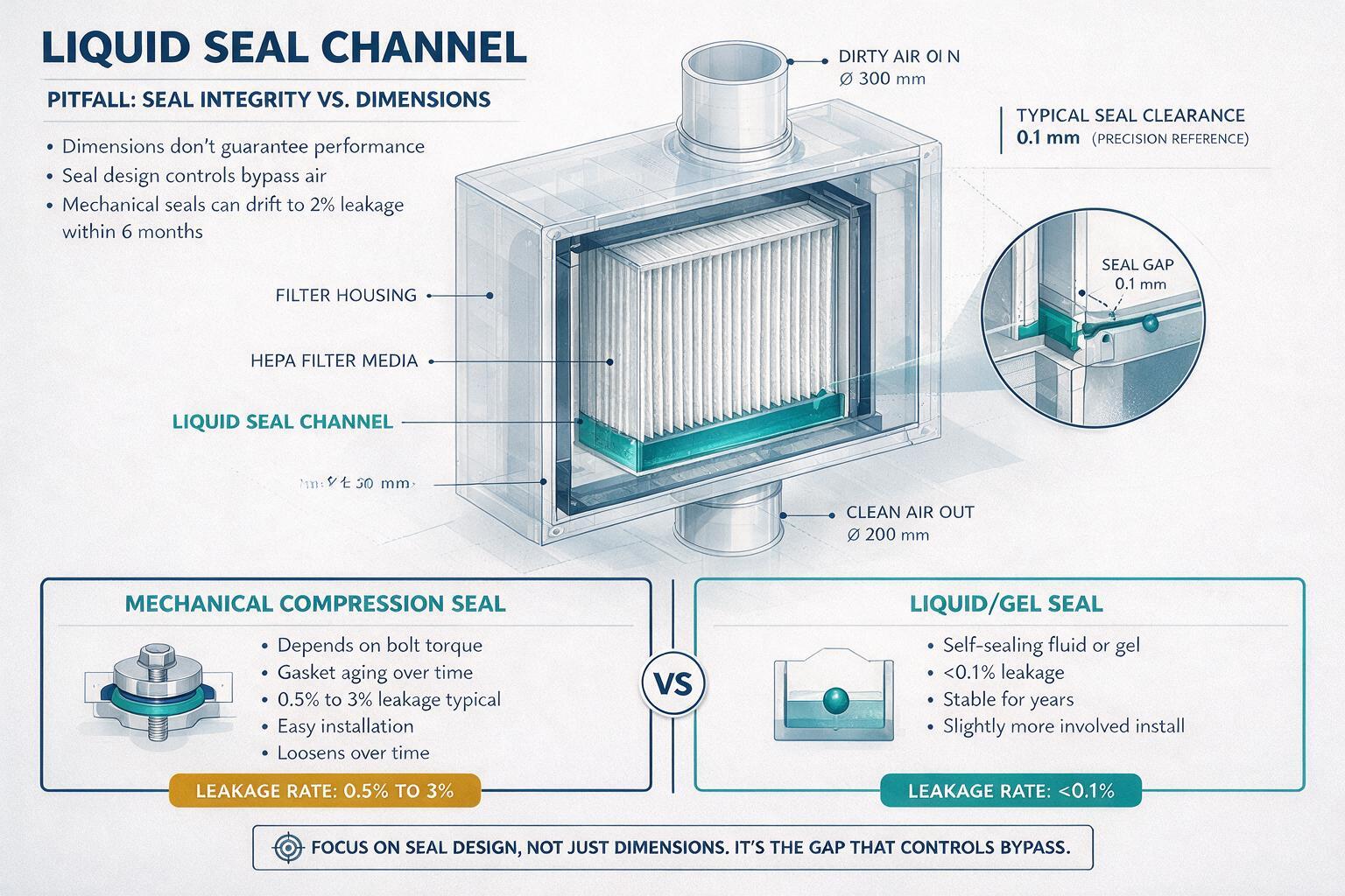infographic: liquid seal channel inside an air filter housing